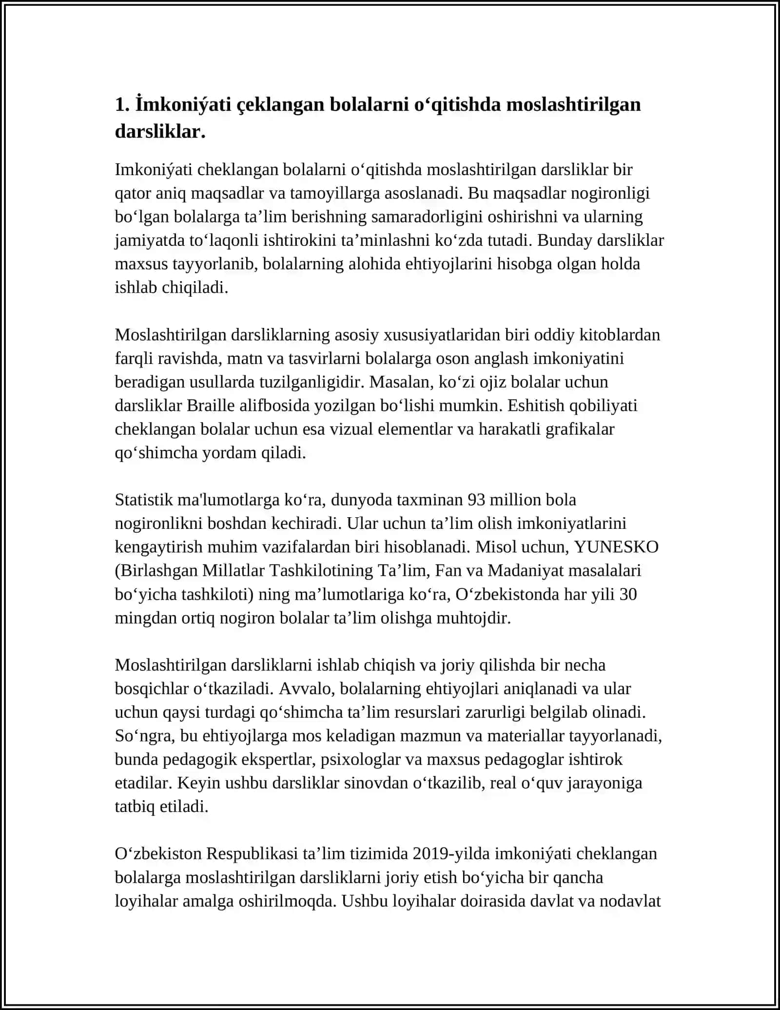 İmkoniyati cheklangan bolalarni o‘qitishda moslashtirilgan darsliklar 4