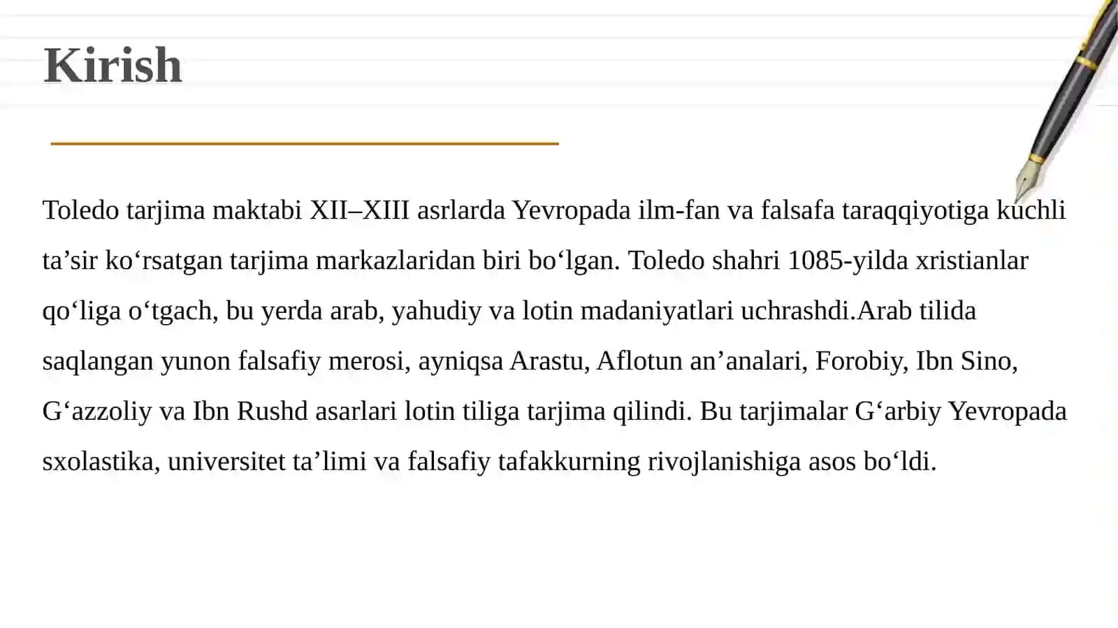 Toledo maktabida lotin tiliga tarjima qilingan falsafaga oid asarlar 4