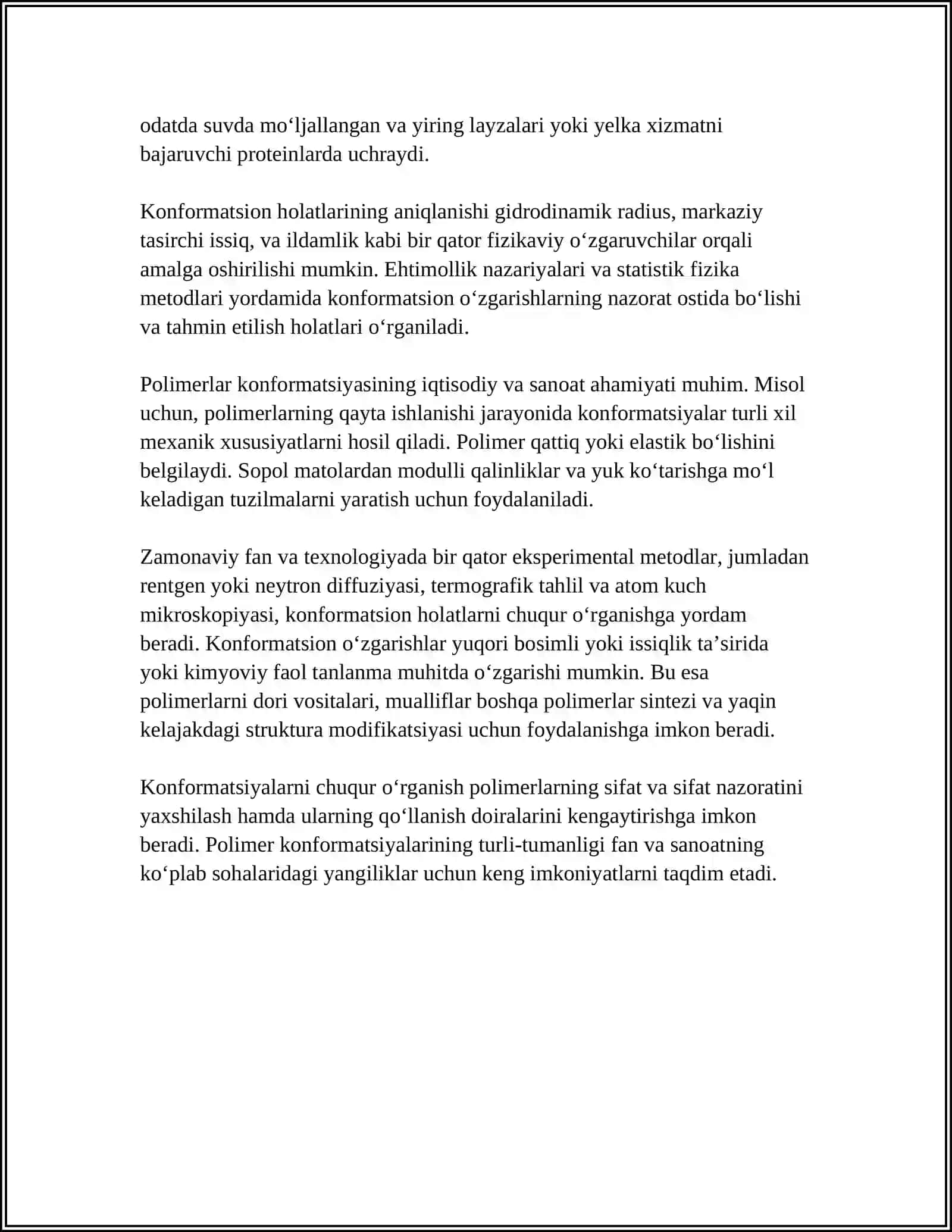 POLIMERLARNING KONFIGURATSIYASI HAM KONFORMATSION HOLATLAR 4