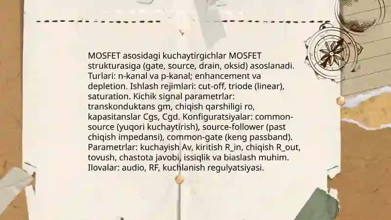 BJT (bipolyar tranzistor) asosidagi yarim oʻtkazgichli kuchaytirgichlar 4