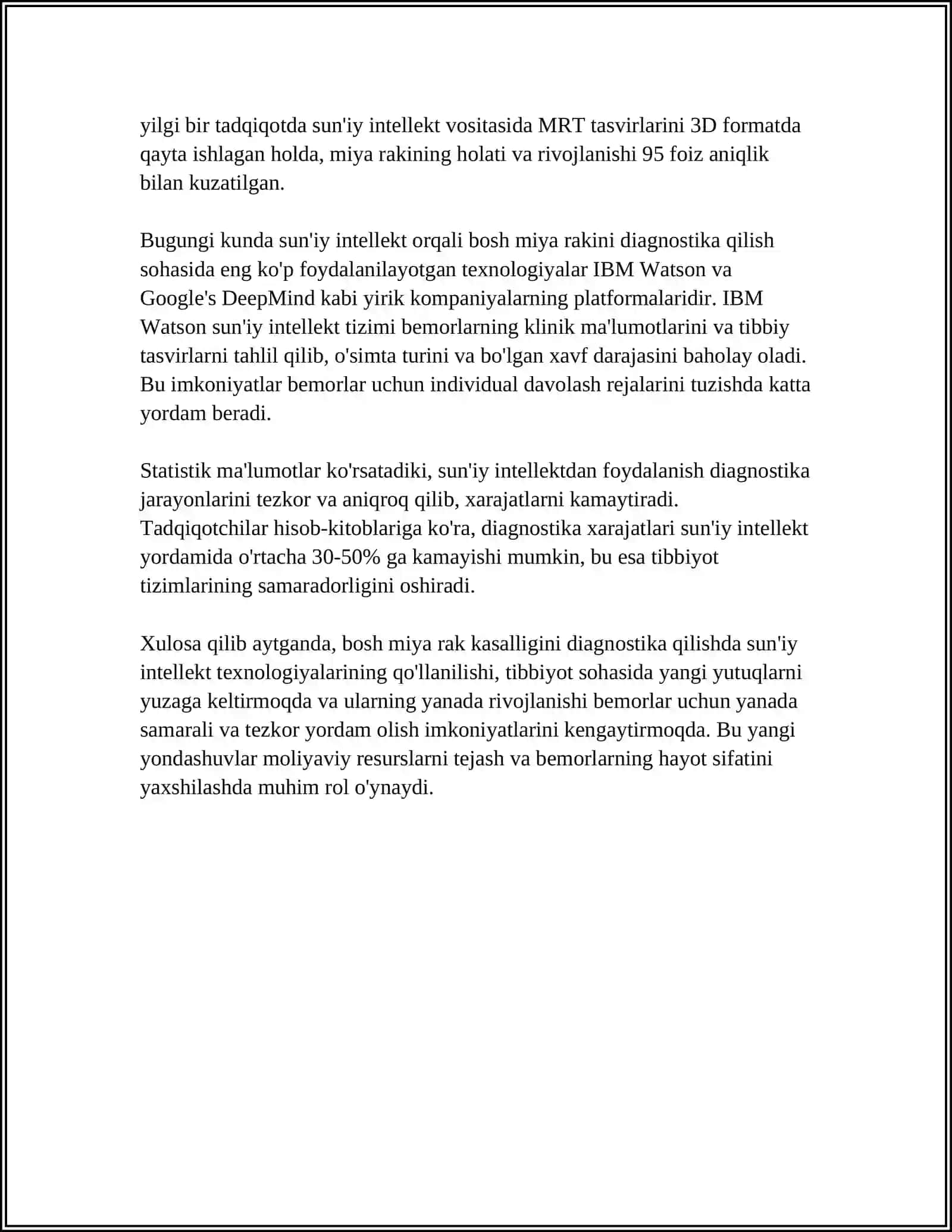 SUN’IY INTELLEKT DASTURIY VOSITALARI ASOSIDA BOSH MIYA RAK KASALLIGINI ANIQLASH DASTURINI ISHLAB CHIQISH 4