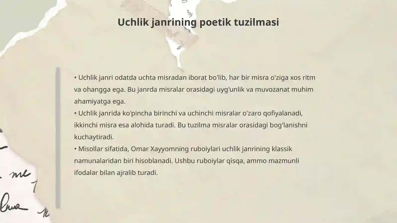 Uchlik va to'rtlik janrlari 4