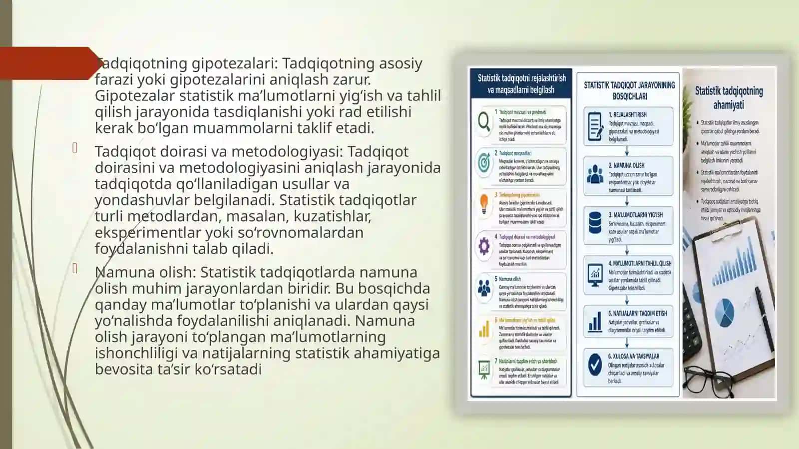 Statistik tadqiqotlarni tashkil qilish.Tibbiyotta tadqiqot o’tgazishning bosqichlari.General va tanlab olingan majmua 4