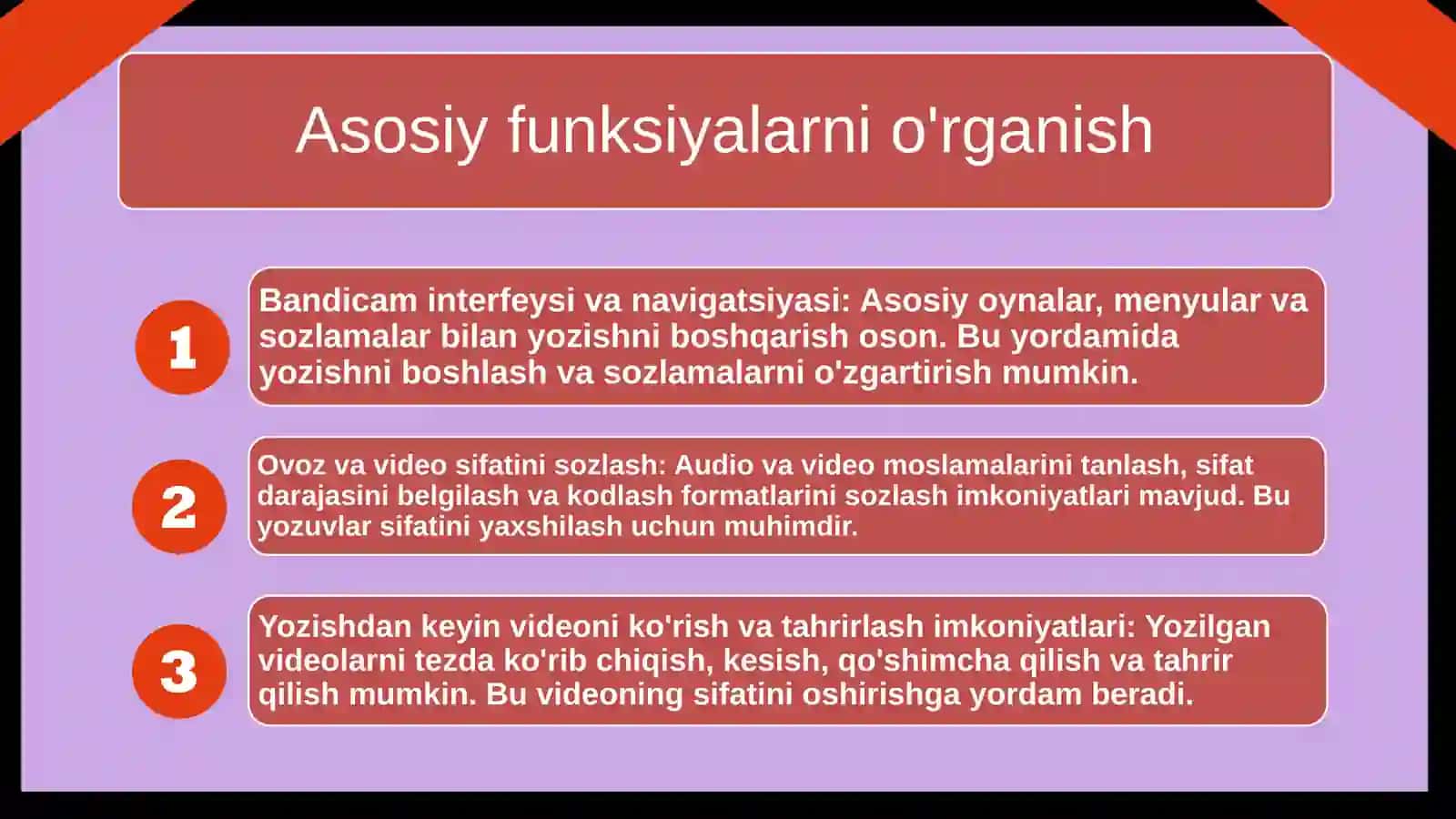 Bandicam dasturi videomateriallarni tahrirlash 4