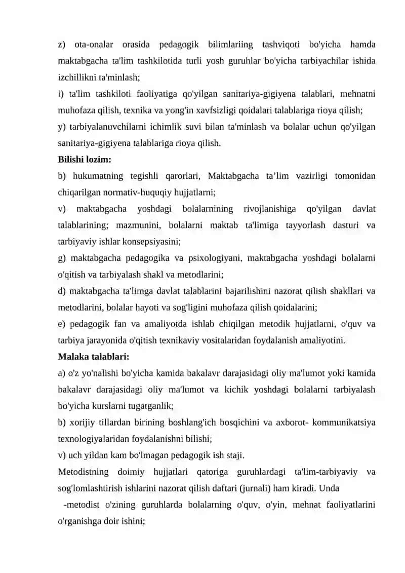 Maktabgacha ta’lim tashkiloti uslubchisining metodik ishlarga rahbarligi 4