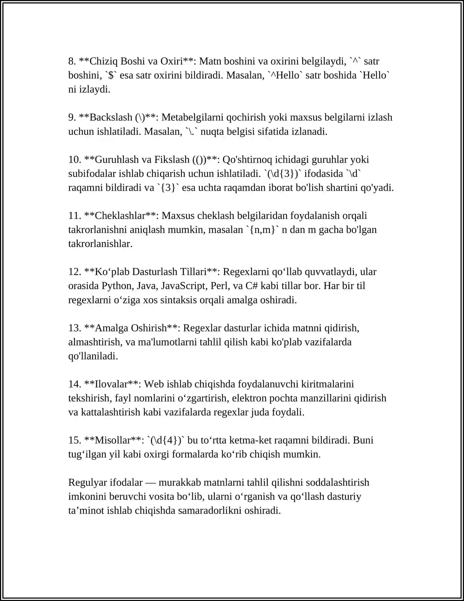 PYTHONDA "REGULAR EXPRESSIONS" NAZARIY VA AMALIY MA'LUMOTLAR 4