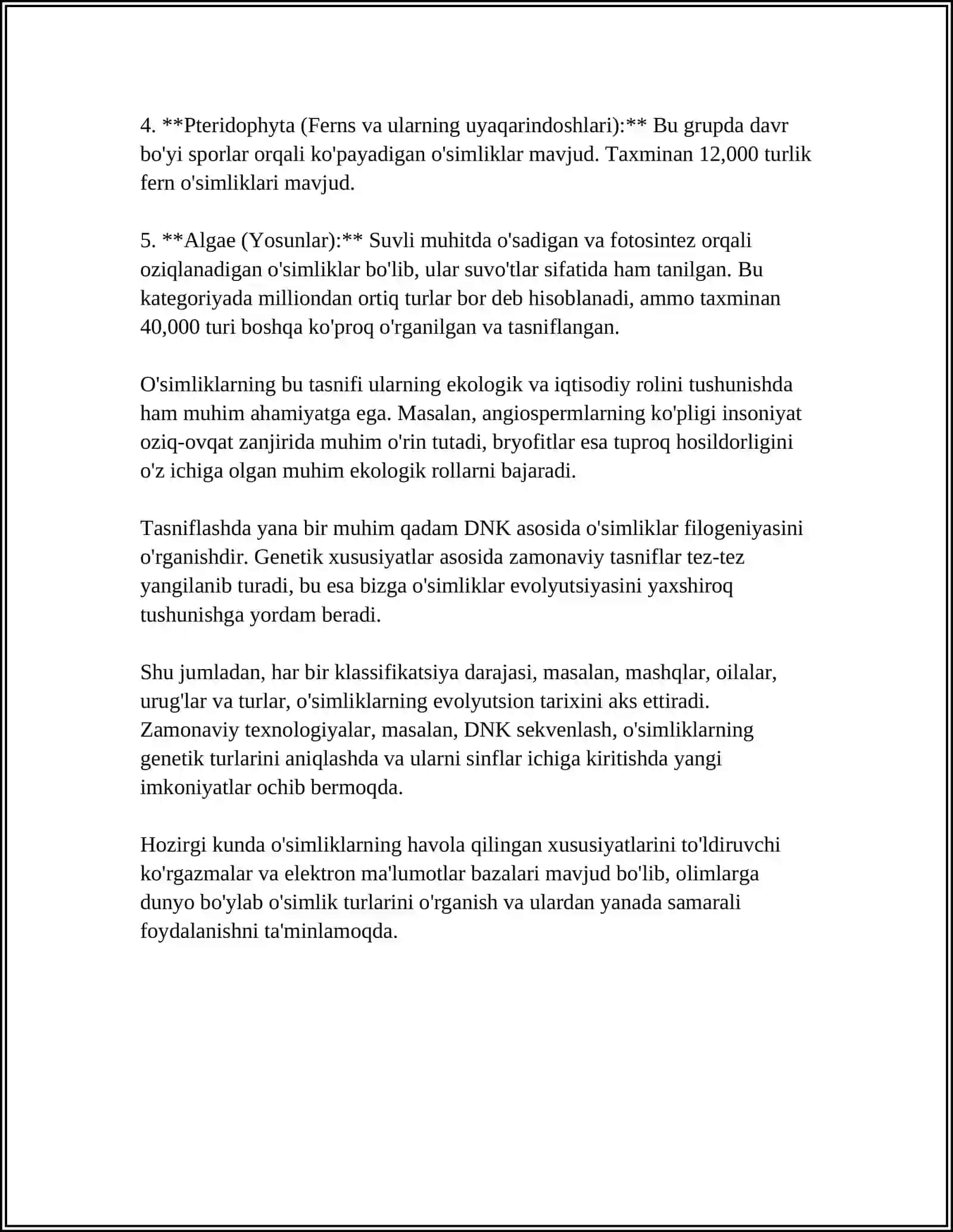 O'simliklar tasnifi va klassifikatsiyasi 4