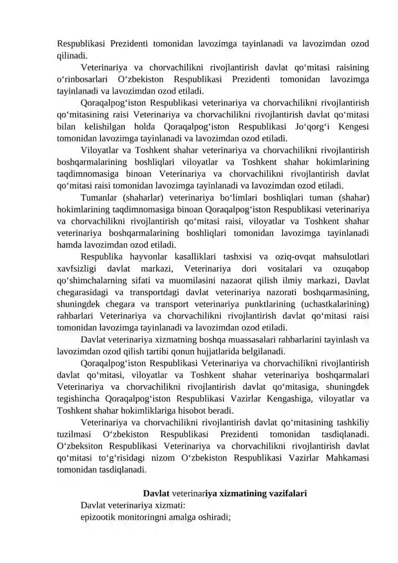 Veterinariya va chorvachilikni rivojlantirish qo‘mitasining TASHKILIY TUZILMASI 4