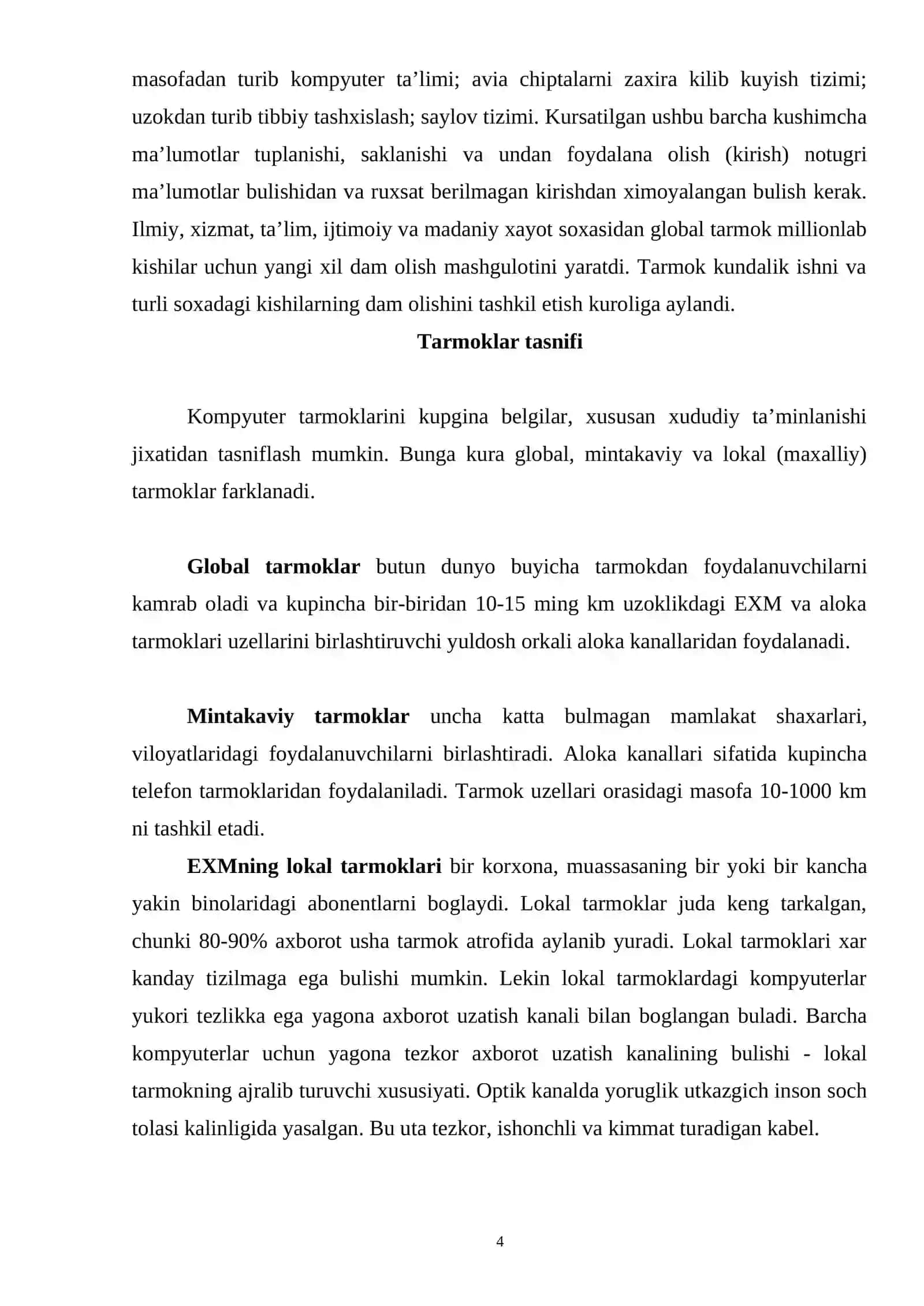 Lokal kompyuter tarmog'ini tashkil etishning xususiyatlari va ularning funksional guruxlari 4