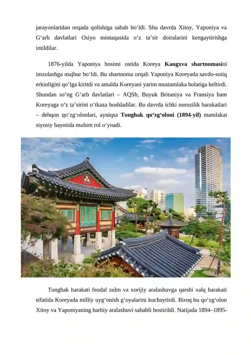 Koreya yangi davrda: tarixiy rivojlanishning asosiy voqealari va jarayonlari 4