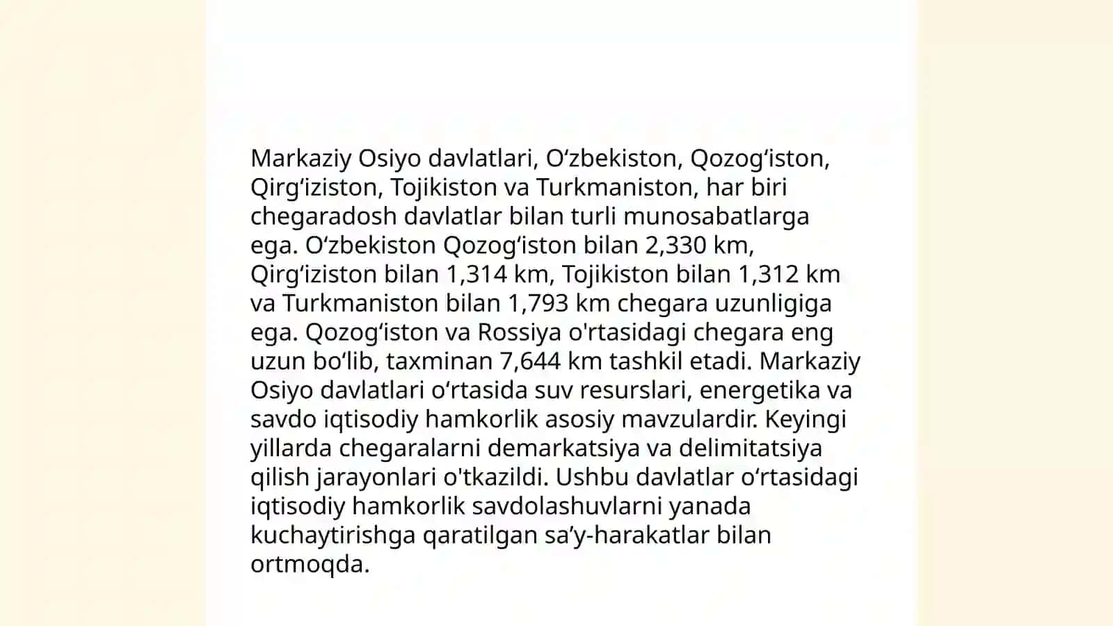 Oʻzbekiston Markaziy Osiyoda tinchlik va barqarorlikni taʼminlashdagi oʻrni 4