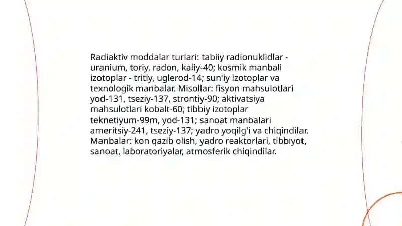 Radiativ moddalar bilan ishlaganda radiotsion xavfsizlik asoslari 4