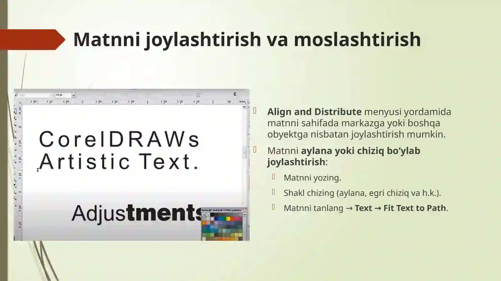 Corel Draw dasturida matnlar bilan ishlash 4