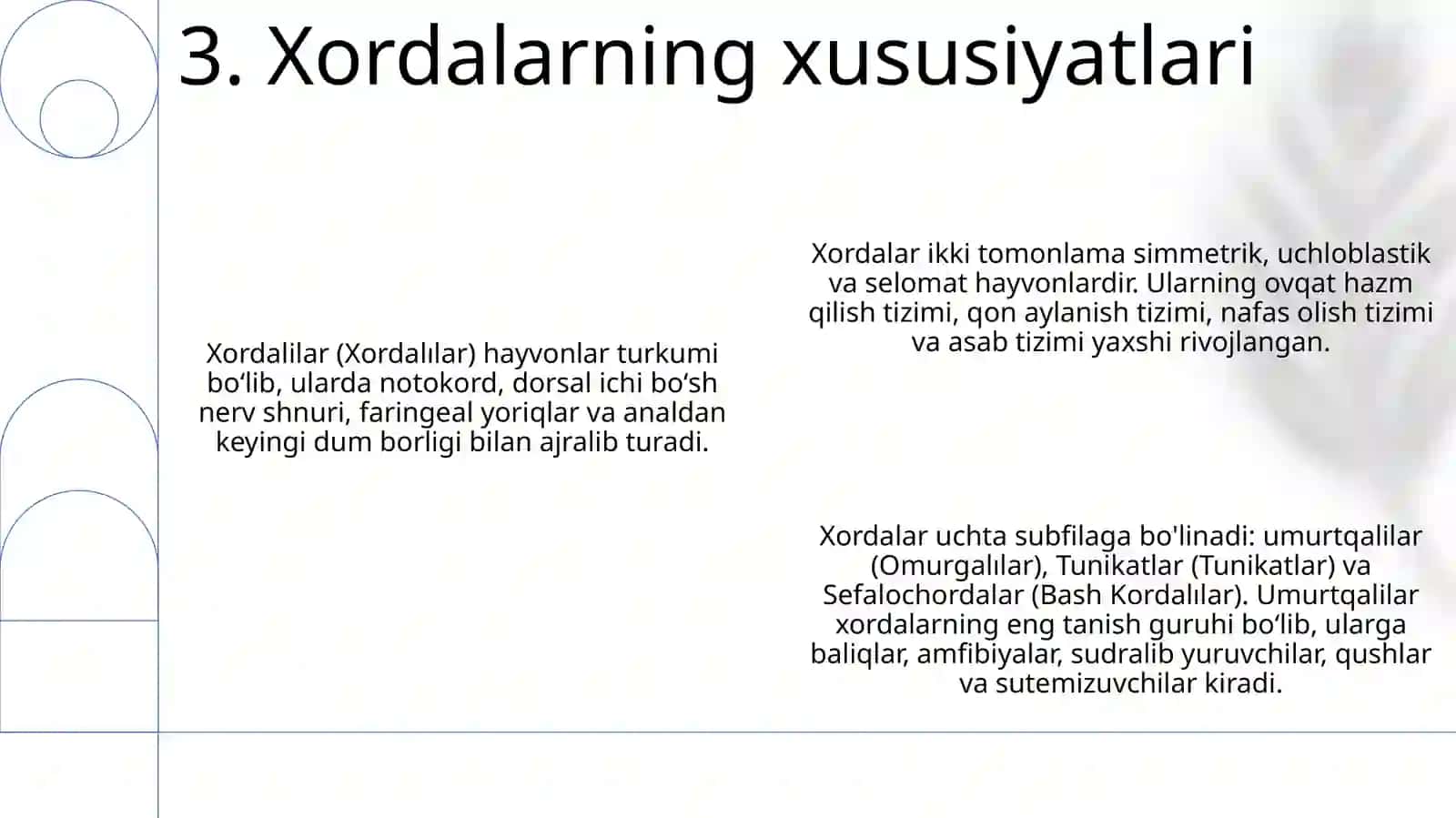 Xordalilar Tipi. Tipning Umumiy Tavsifi Va Tasnifi 4