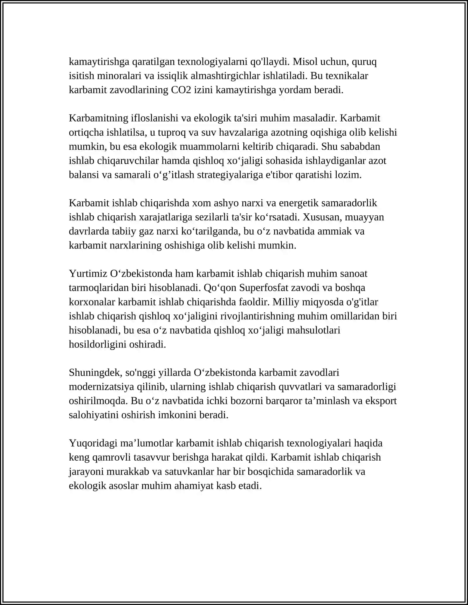 KARBAMIT (MACHAVINA) ISHLAB CHIQARISH QURILMALARI 4