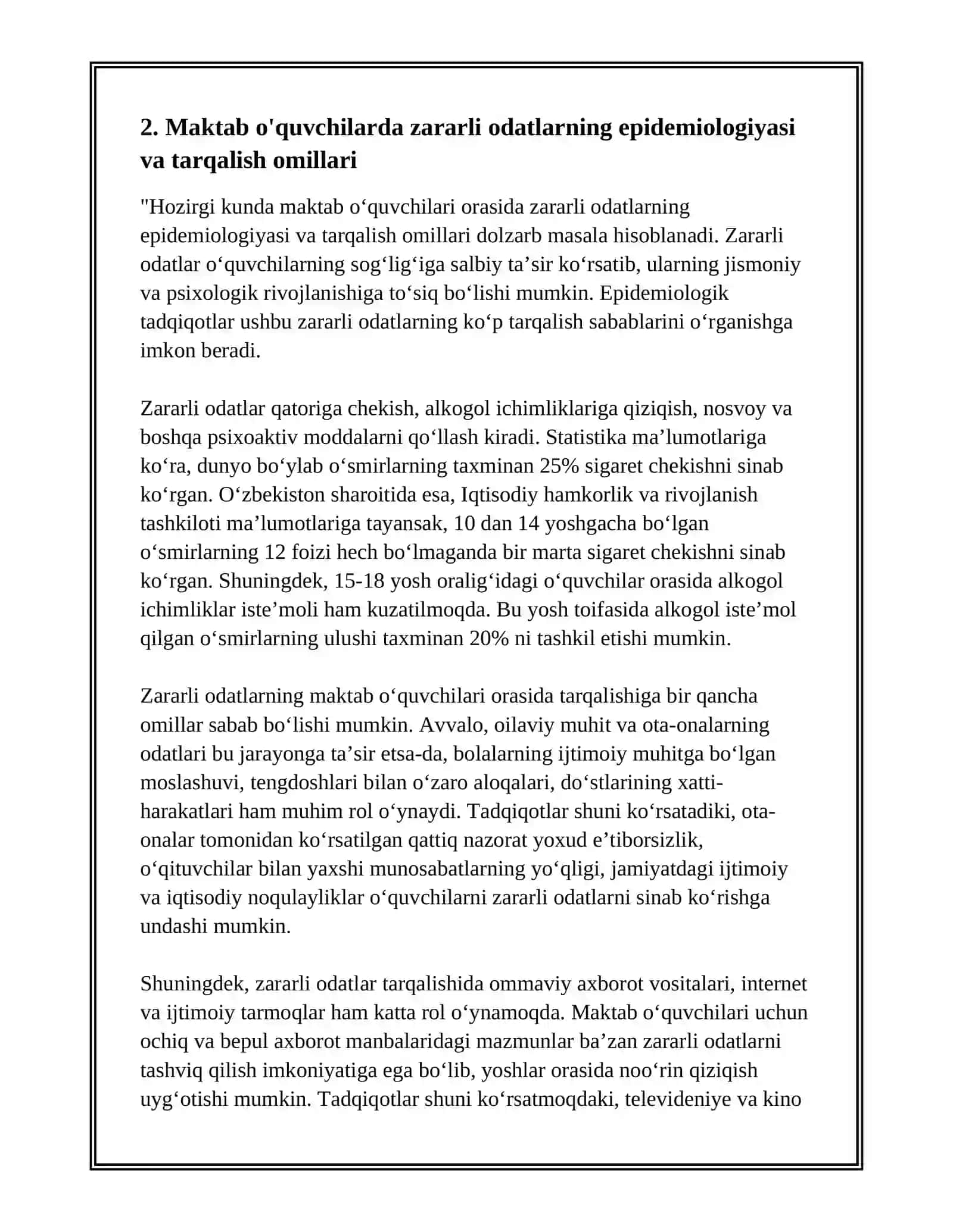 MAKTAB OQUVCHILARINING SOGLIQ UCHUN ZARARLI ODATLARI PSIXOPROFILAKTIKASI 4