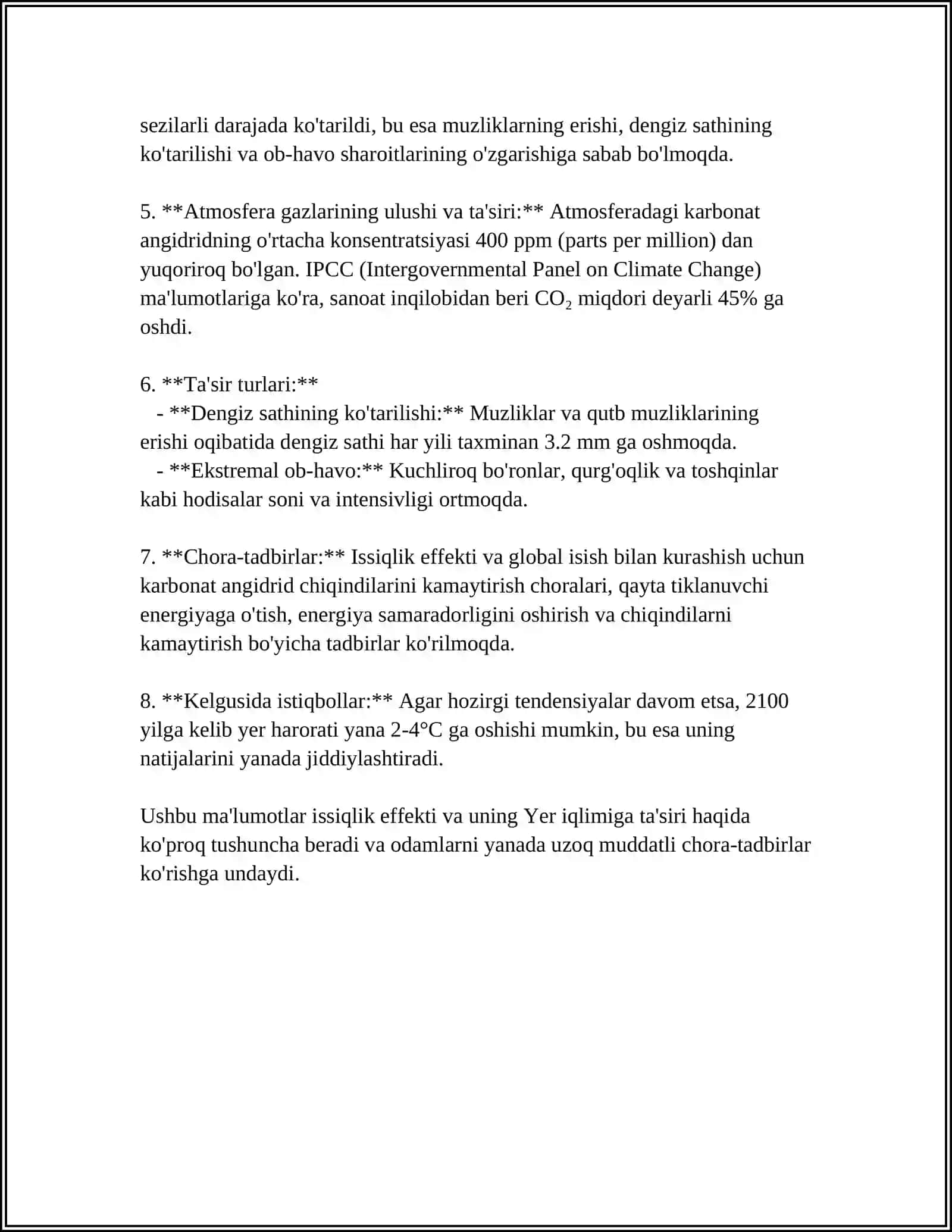 MUSTAQIL ISH Mavzu: ISSIQLIK EFFEKTI VA UNING TURLARI 4