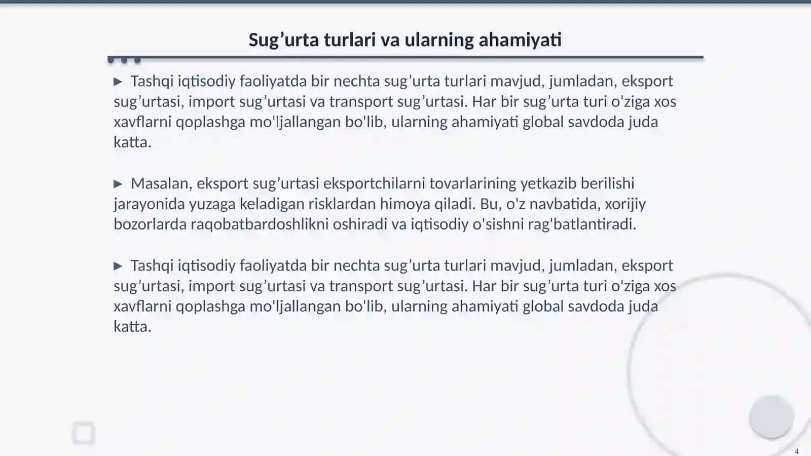 Tashqi iqtisodiy faoliyatda sug’urta 4