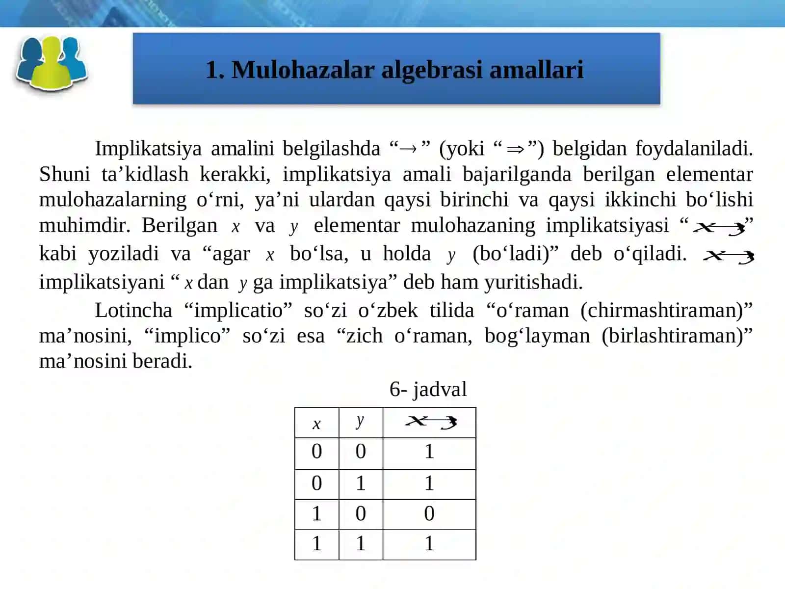 Mulohazalar algberasining asosiy tengkuchliliklari 4
