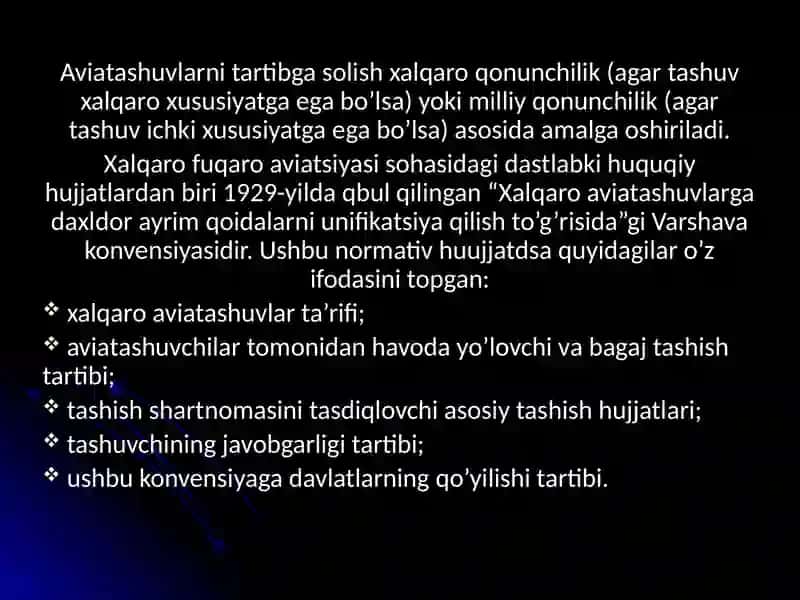 Turizmda  transport xizmatlari ko'rsatishda xalqaro kelishuvlar 4