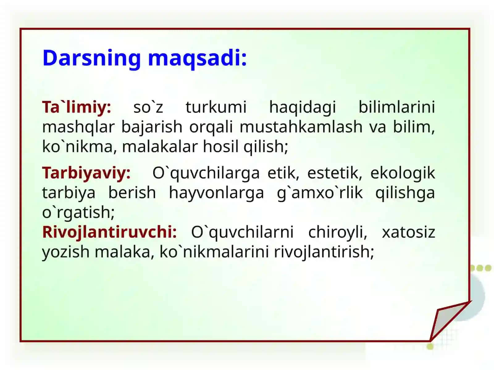 Ona tili fanidan ochiq dars 4