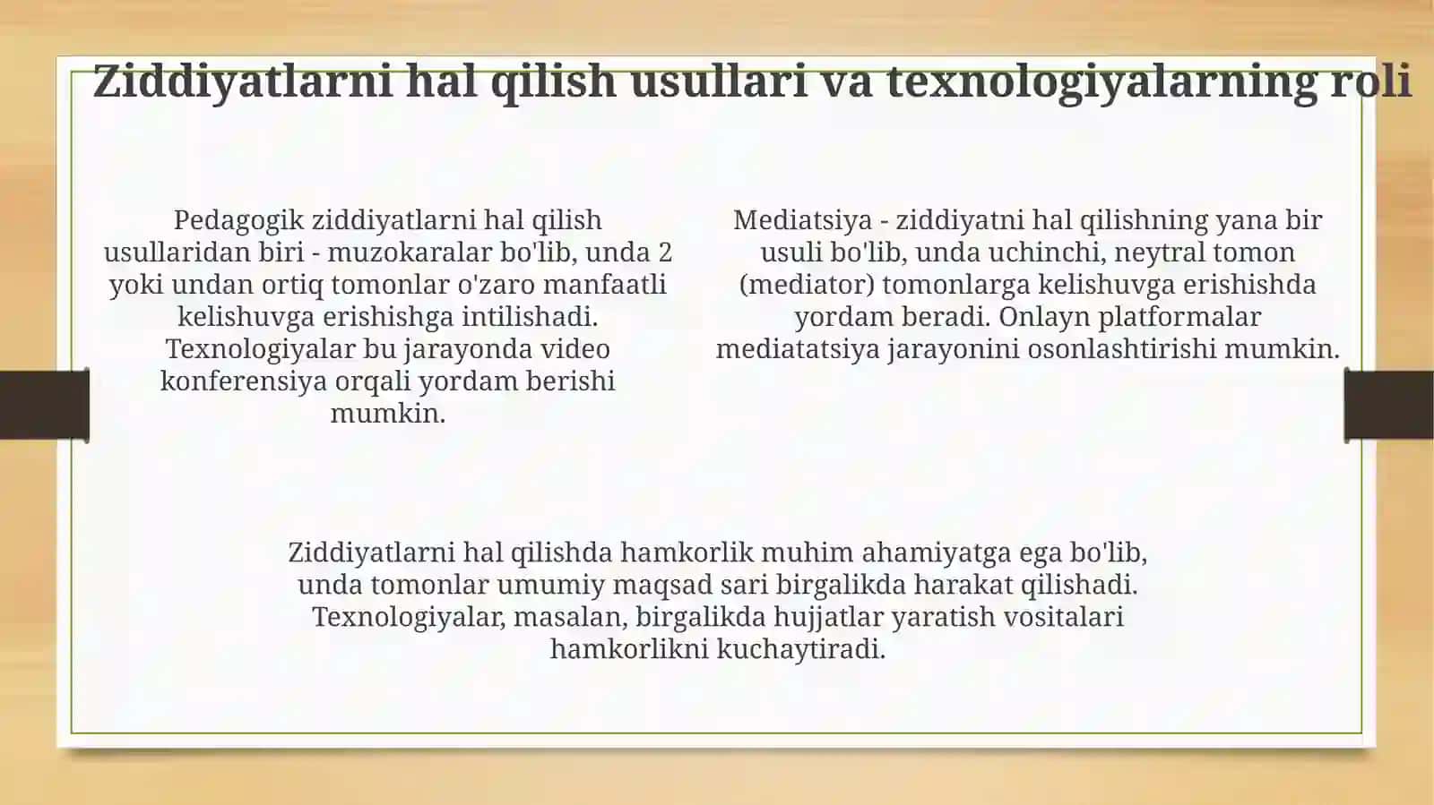 Pedagogik nizolar va bularni bartaraf etish texnalogiyasi 4