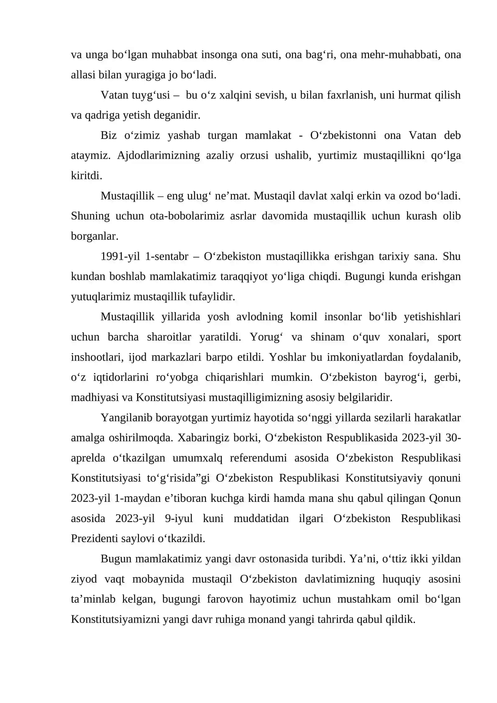 Yangi Oʻzbekiston –Vatanim manim! 4