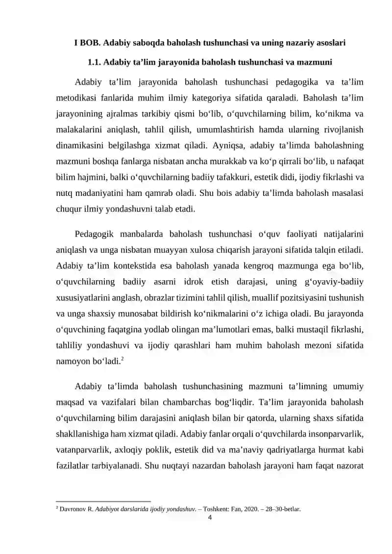ADABIY SABOQDA BAHO VA UNING PEDAGOGIK ZARURIYATI 4