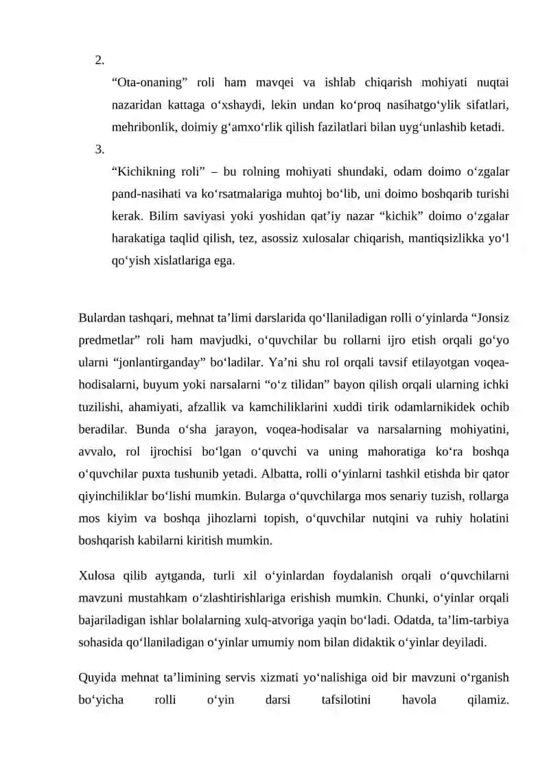Texnologiya fanini o’qitishda tarbiyaning ahamiyati mavzusiga doir dars ishlanmasi tayyorlash 4