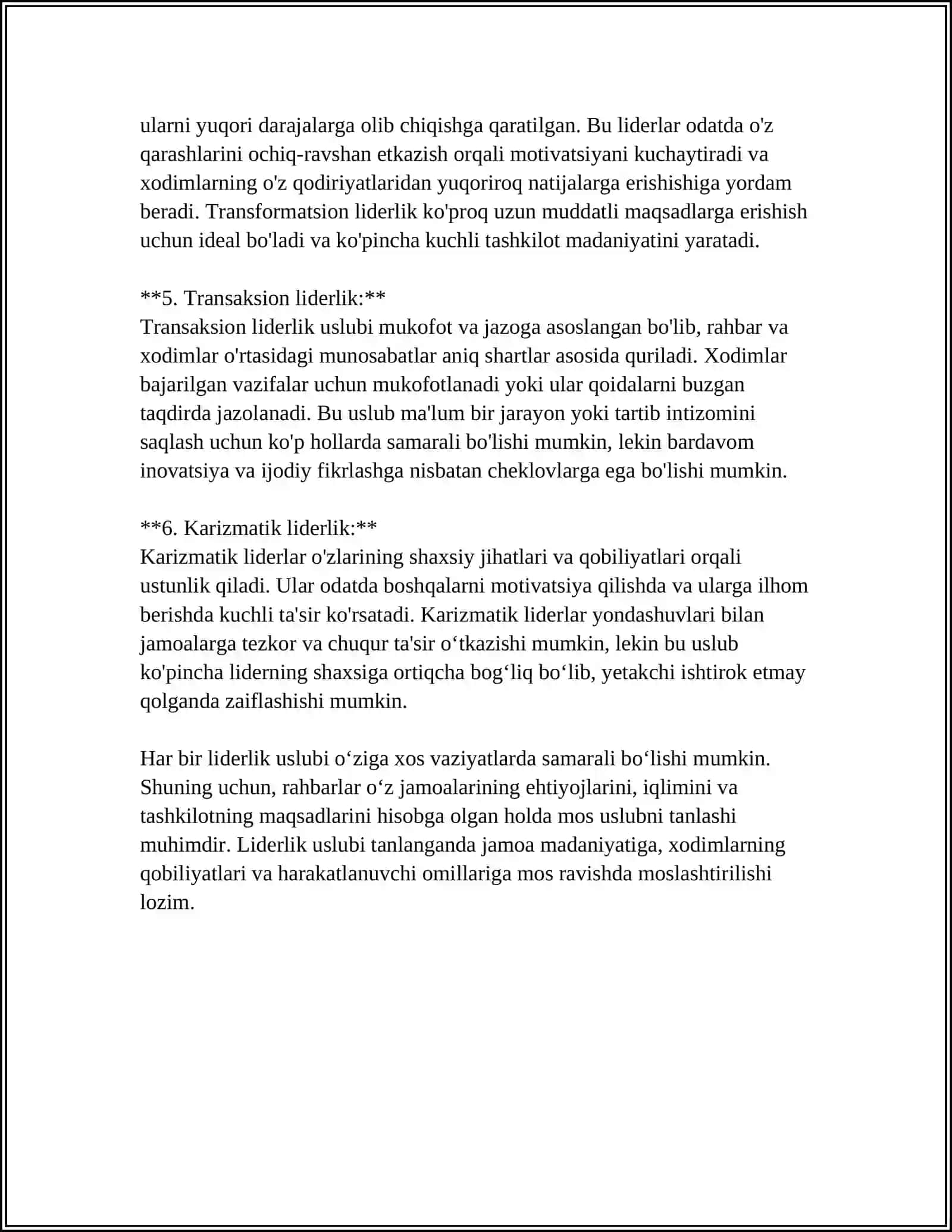 RAHBARLIK USLUBLARI HAQIDA TUSHUNCHA 4