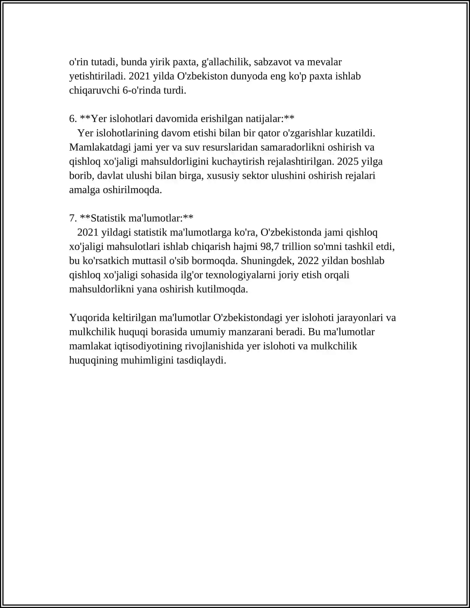 MUSTAQILLIK YILLARIDA QISHLOQ XO‘JALIGI VA SANOAT SOHASIDAGI O‘ZGARISHLAR 4