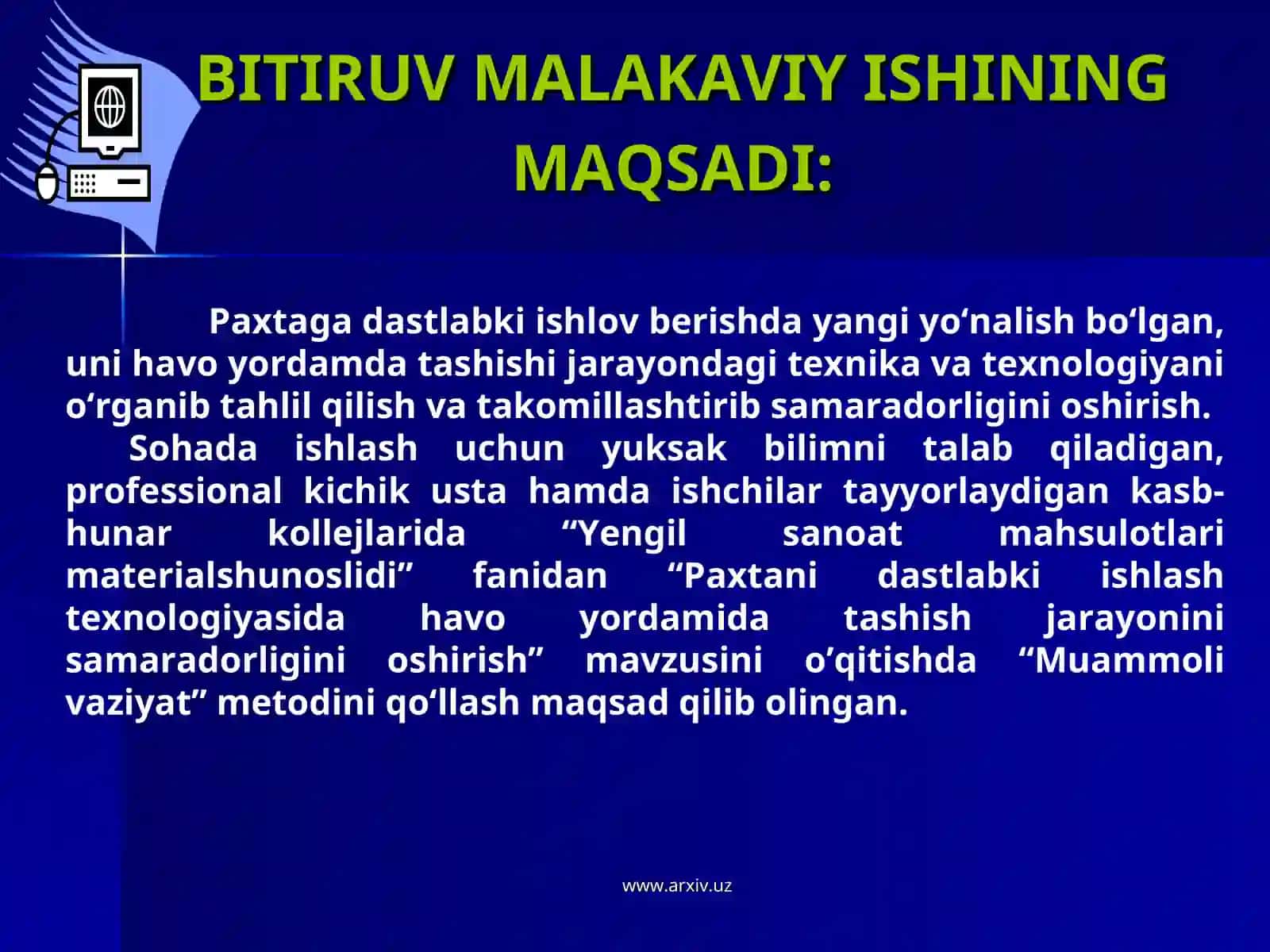 Paxtani dastlabki ishlash texnologiyasida havo yordamida tashish jarayonini samaradorligini oshirish 4