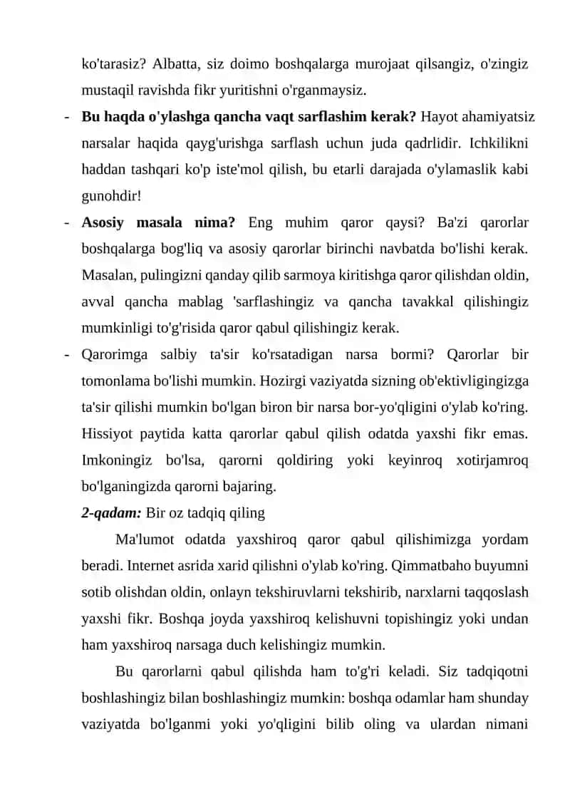 Boshqaruv qarorlarini qabul qilishda kreativ fikrlashning o’rni 4