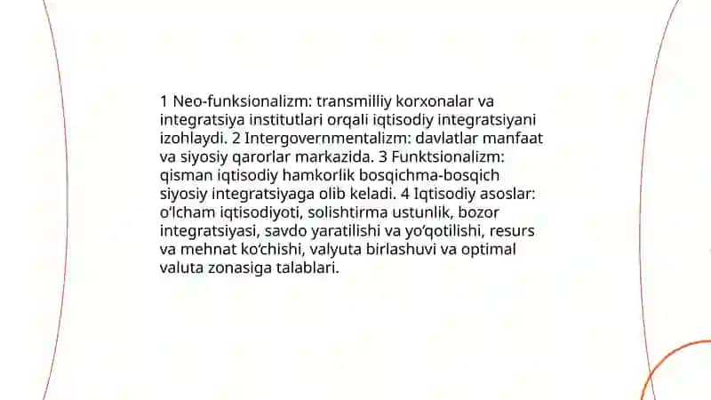 Xalqaro iqtisodiy integratsiya uning mazmuni va shakllari 4