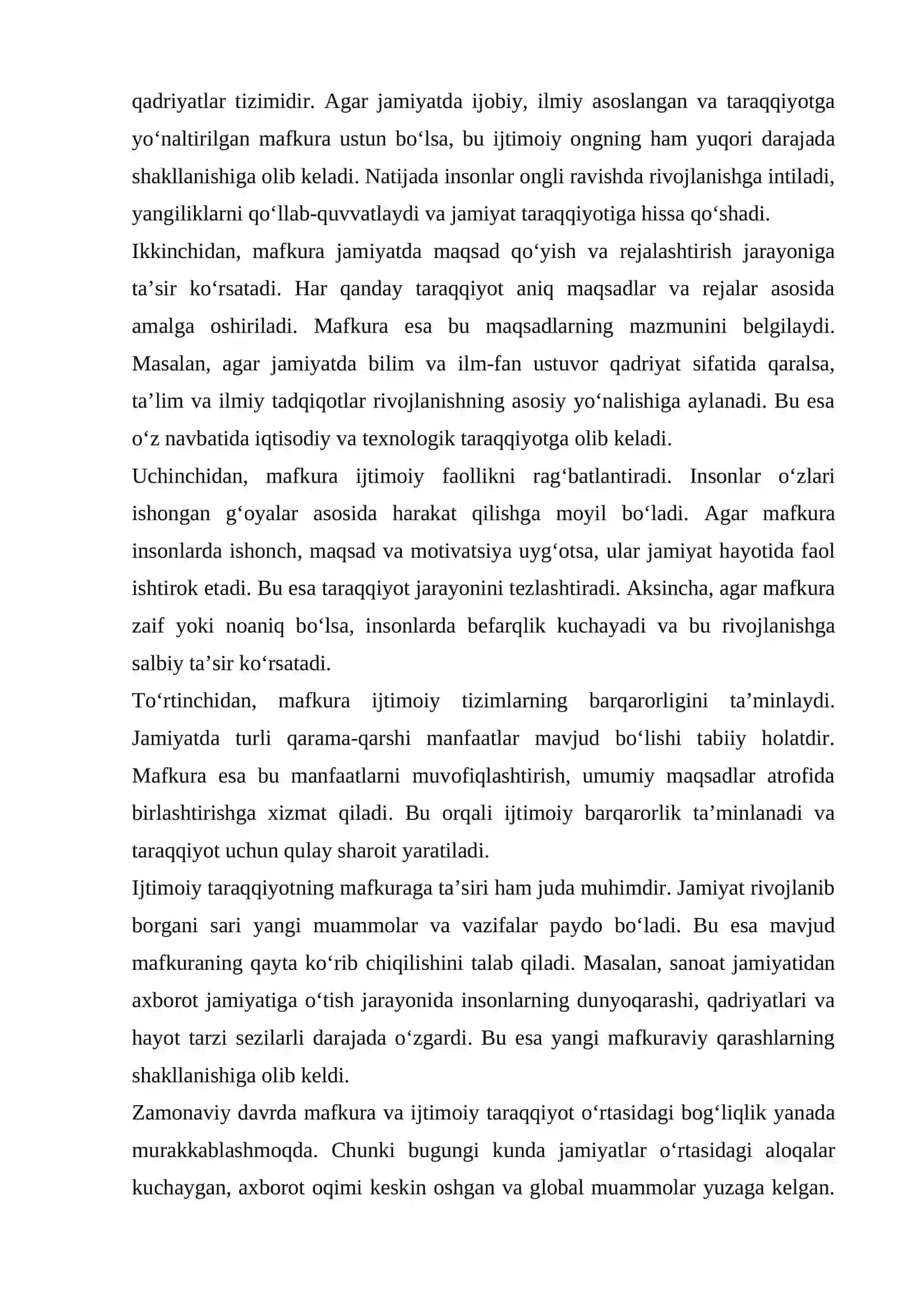 Mafkura va ijtimoiy taraqqiyot o'rtasidagi o'zaro bog'liqlik 4