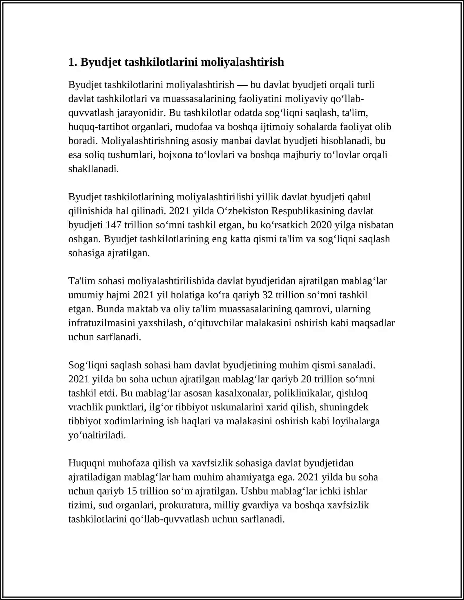 GʻAZNACHILIKDA BYUDJET TASHKILOTLARINING XARAJATLAR SMETASINI VA ULARGA KIRITILADIGAN OʻZGARTIRISHLARNI ROʻYHATGA OLISH 4