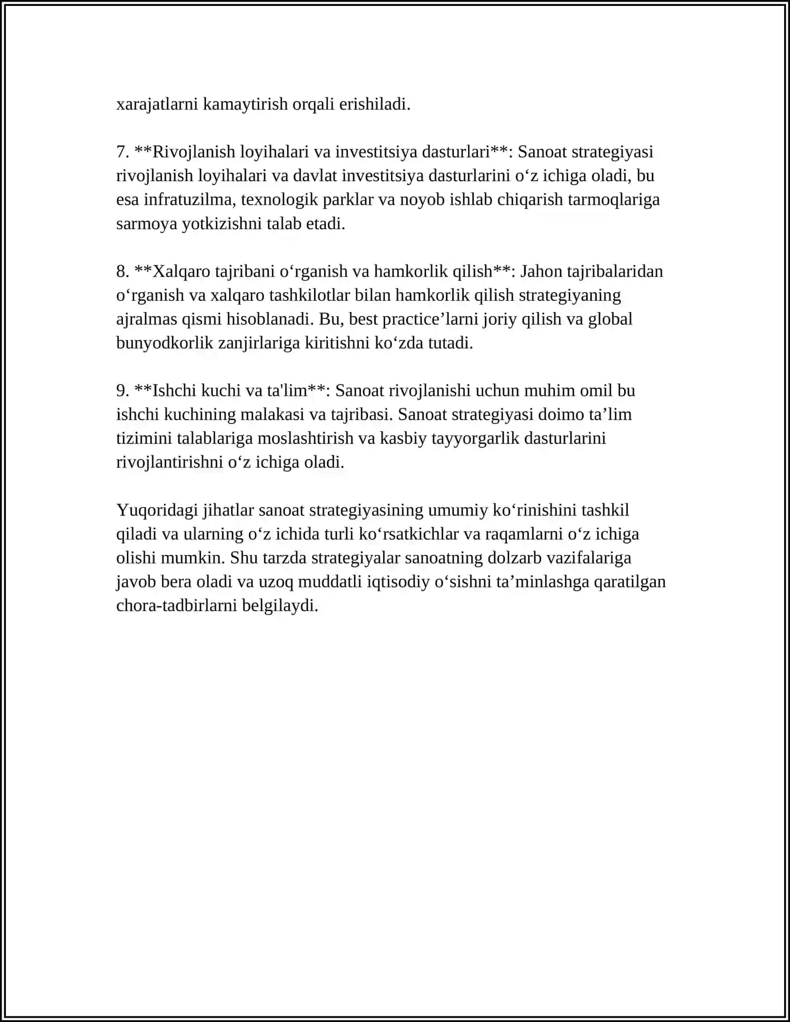 MUSTAQIL ISH Mavzu: SANOAT STRATEGIYASIDA KONTSEPTSIYANI SHAKLLANTIRISH JARAYONI 4