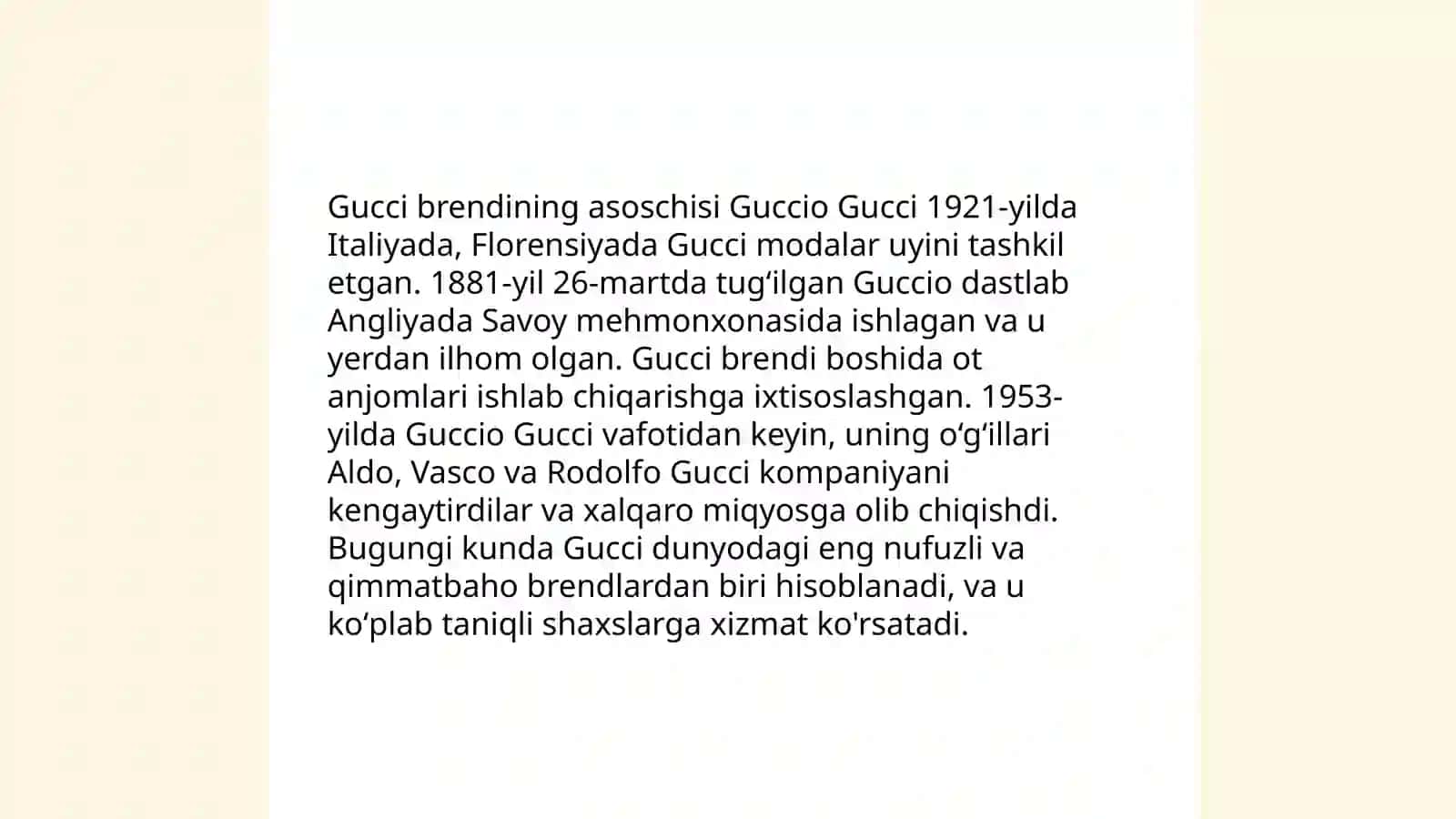Gucci brendi haqida. Raqobatchilari, ustunliklari 4