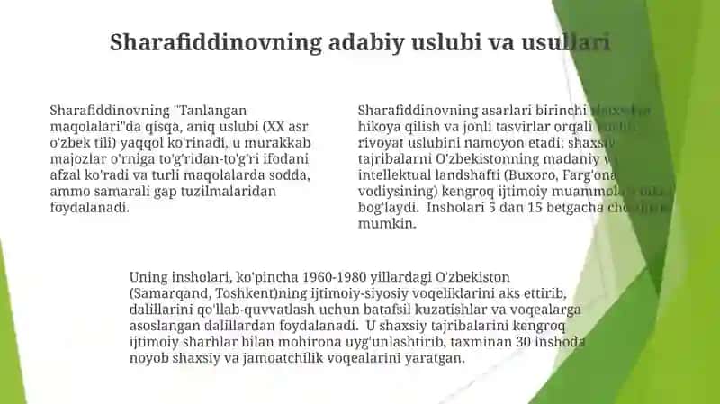 Ozod sharafiddinov saylanma nomli maqolalari 4