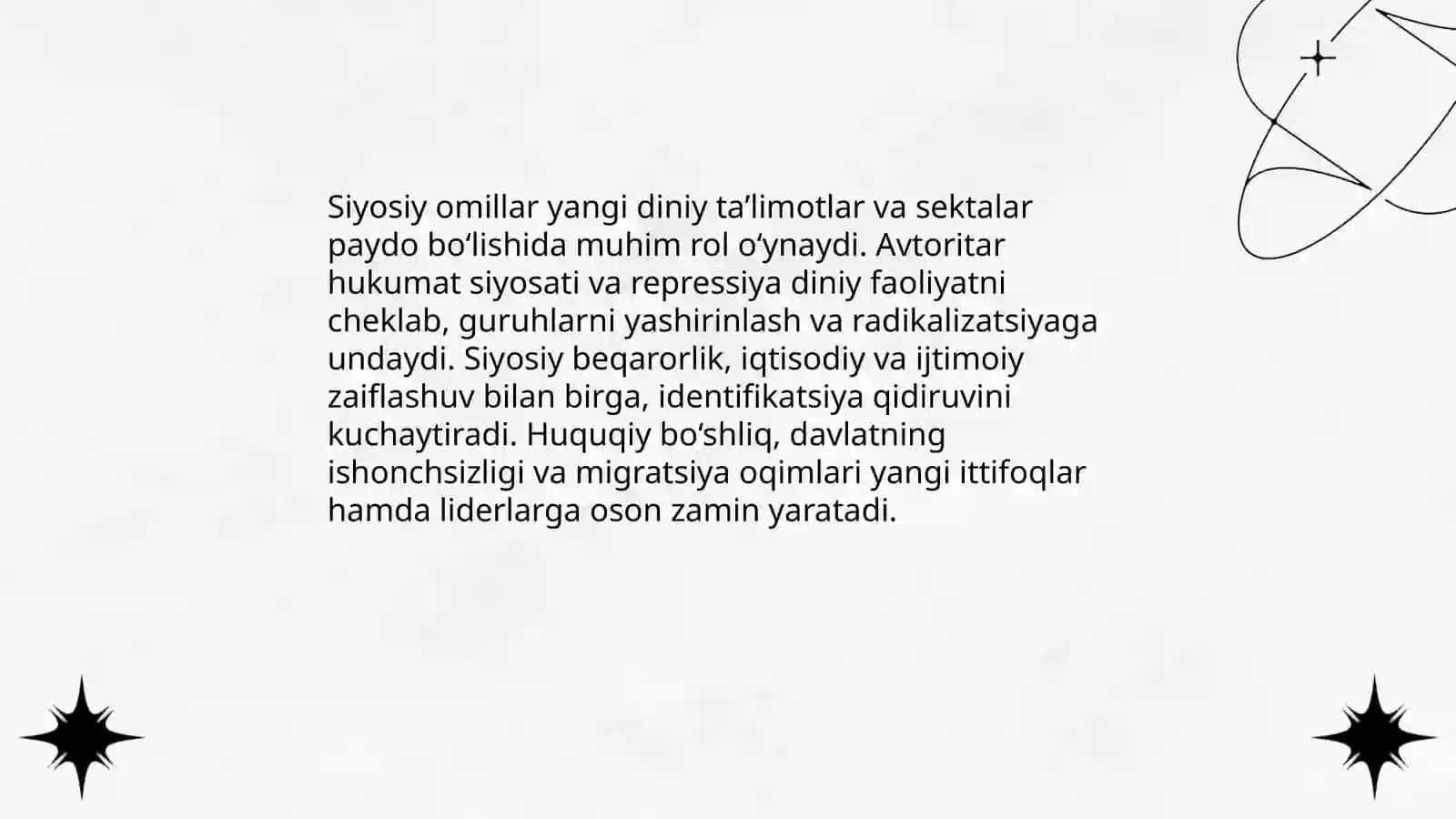 Yangi diniy ta’limotlar va sektalar paydobo’lishining sabablari yo’nalishlari 4