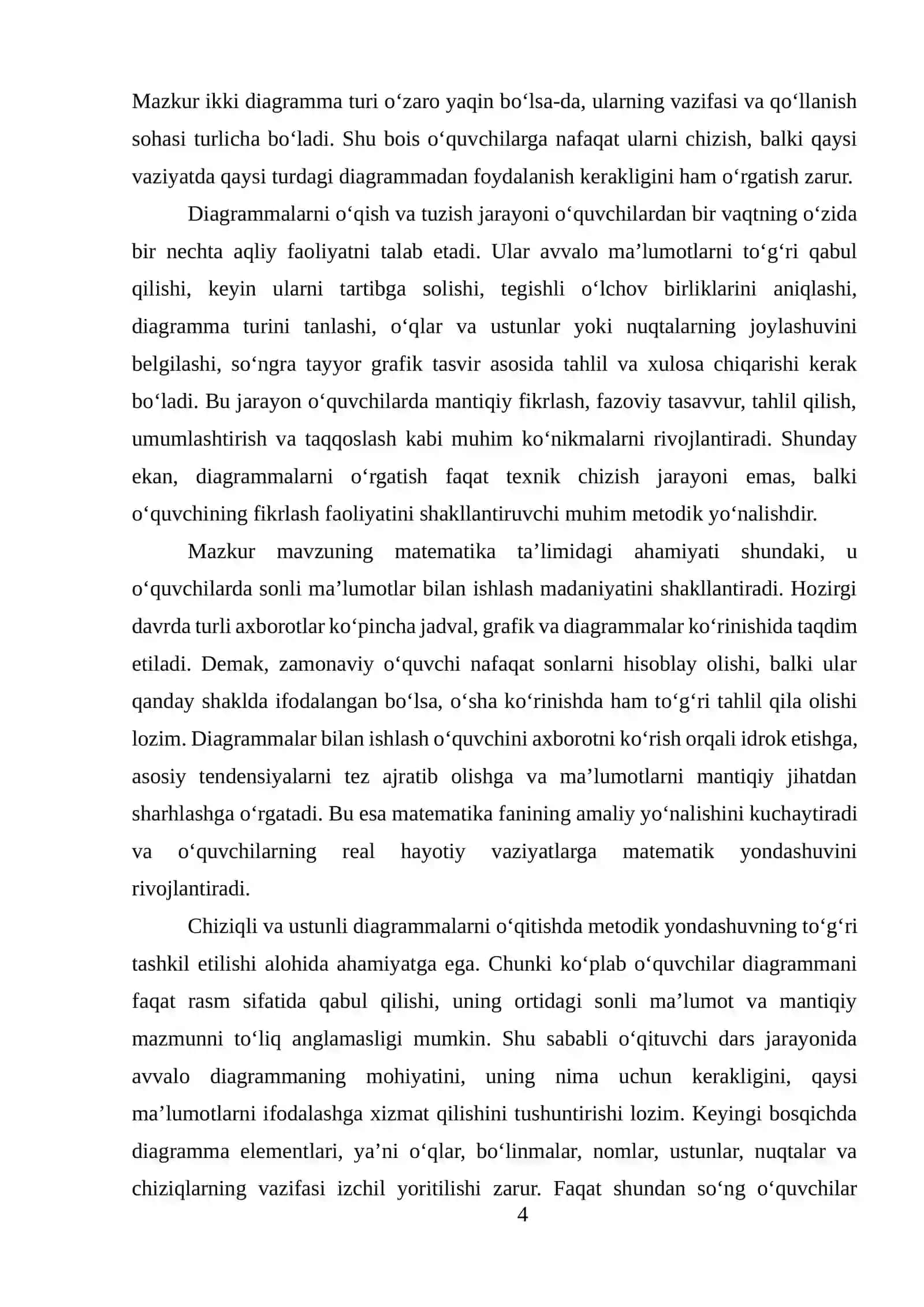 CHIZIQLI VA USTUNLI DIAGRAMMALARNI O'RGATISH METODIKASI 4