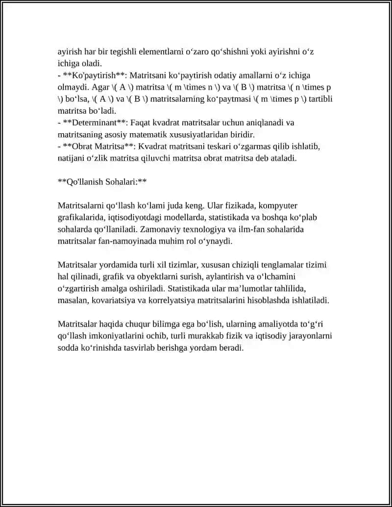 MATRITSA MAVZUSI 4