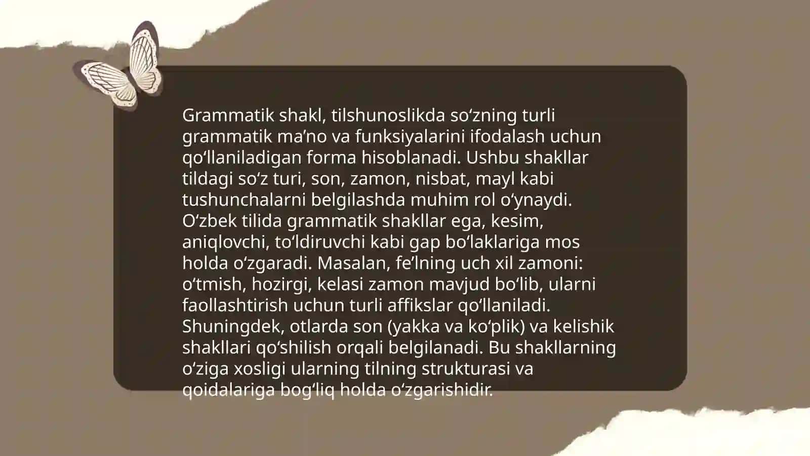 Grammatika va uning predmeti. Grammatik kategoriya, grammatik maʼno va grammatik shakl 4