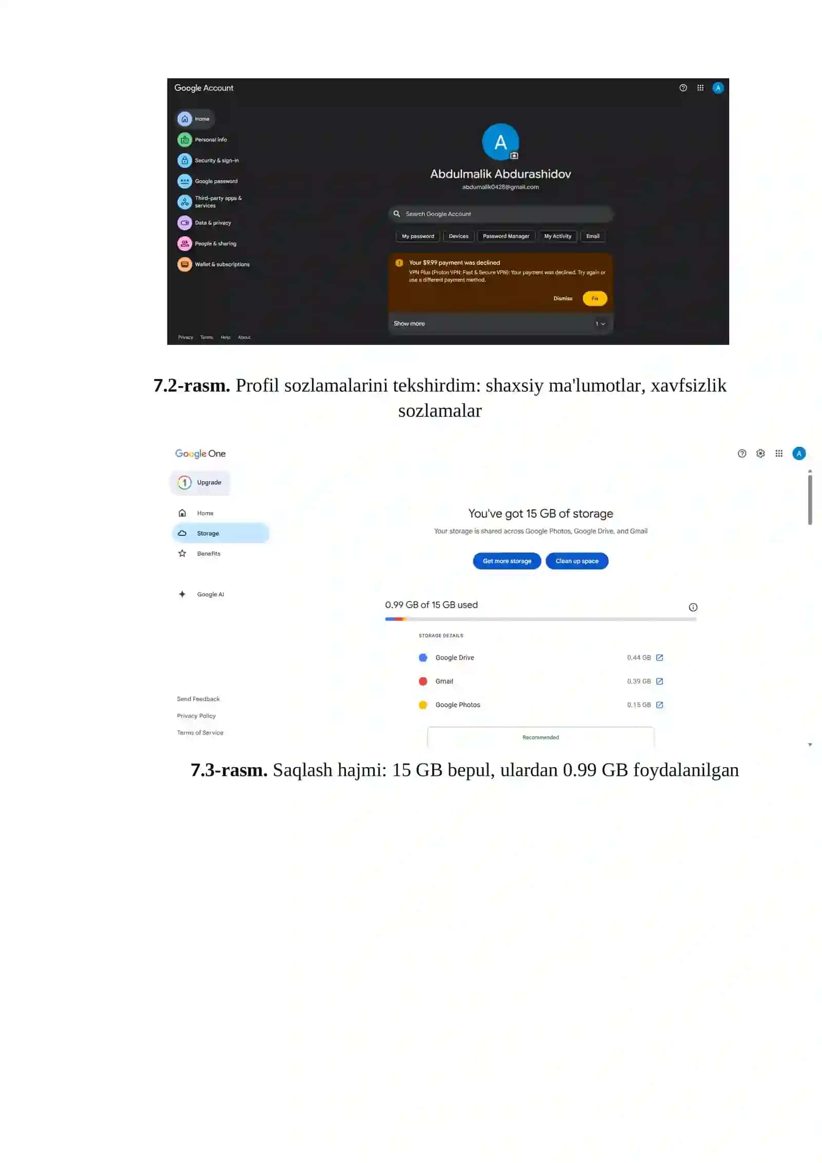 Amaliy ish. Google bulutli saqlash xizmati 4