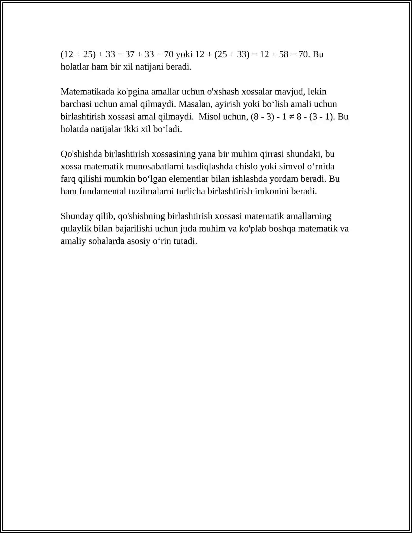 BOSHLANGICH SINFLARDA QOSHISH VA KUPAYTIRISHNI XOSSALARIDAN FOYDALANIB MISOLLAR YECHISHGA ORGATISH METODI 4