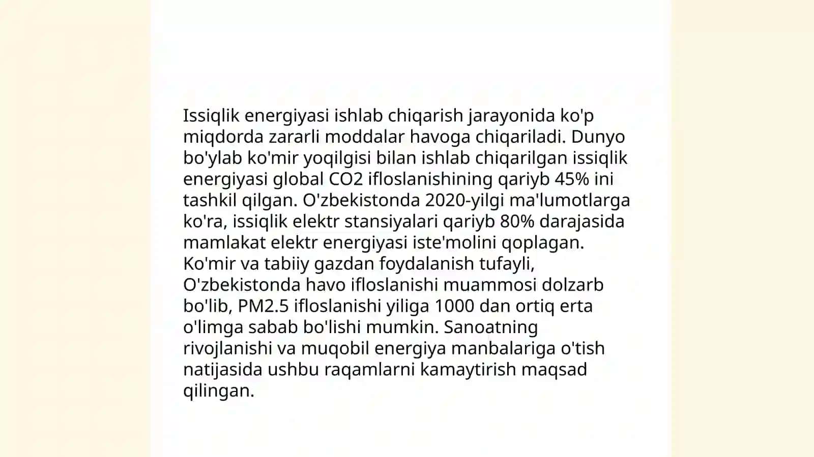 Issiqlik energiyasidan foydalanishning ekologik muammolari 4