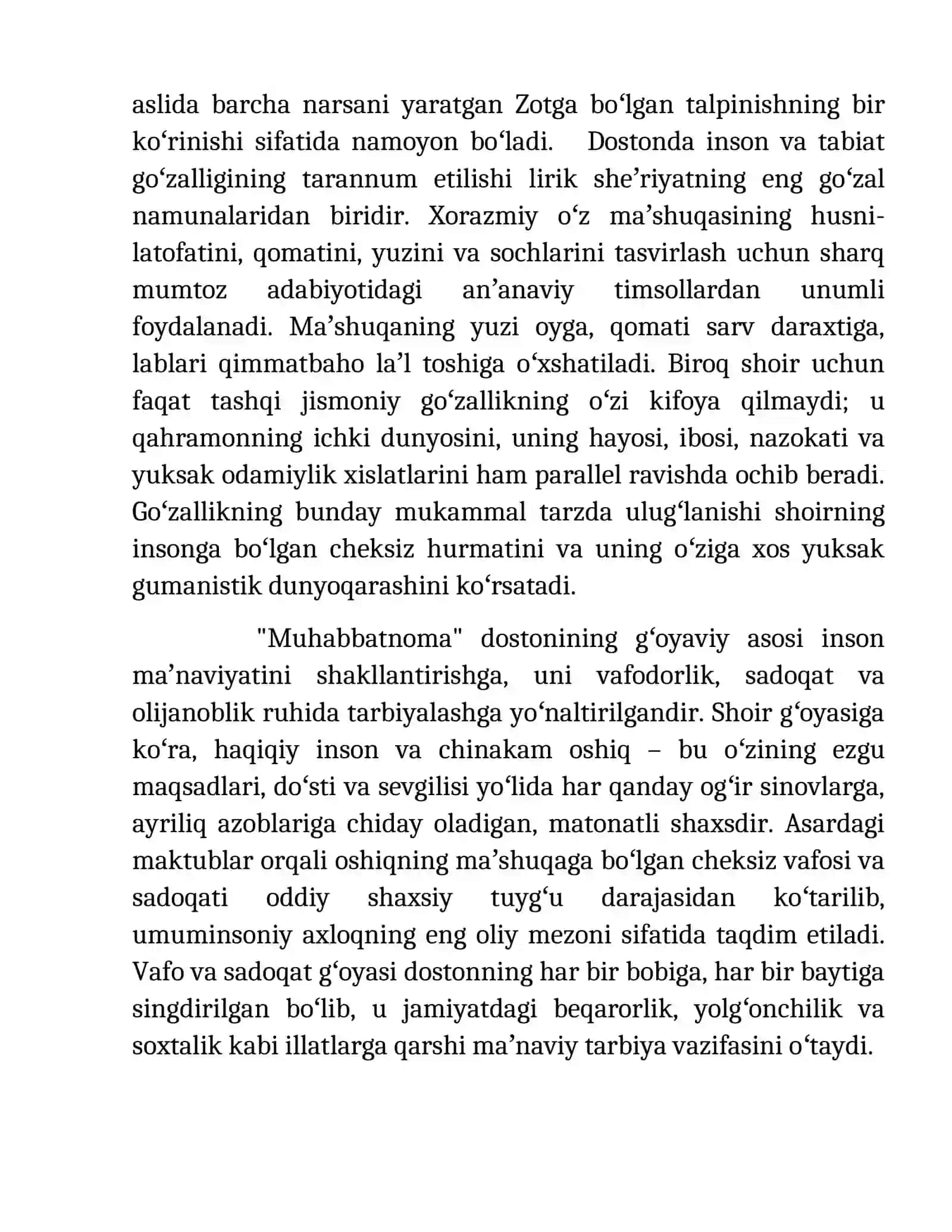 Xorazmiyning "Muhabbatnoma" asarida mavzu va gʻoya talqini 4