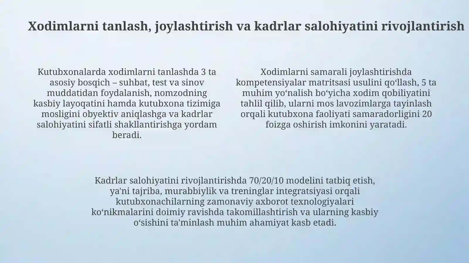 Kutubxona -axborot muassasalarida xodimlarni boshqarishning vazifalari va usullari 4