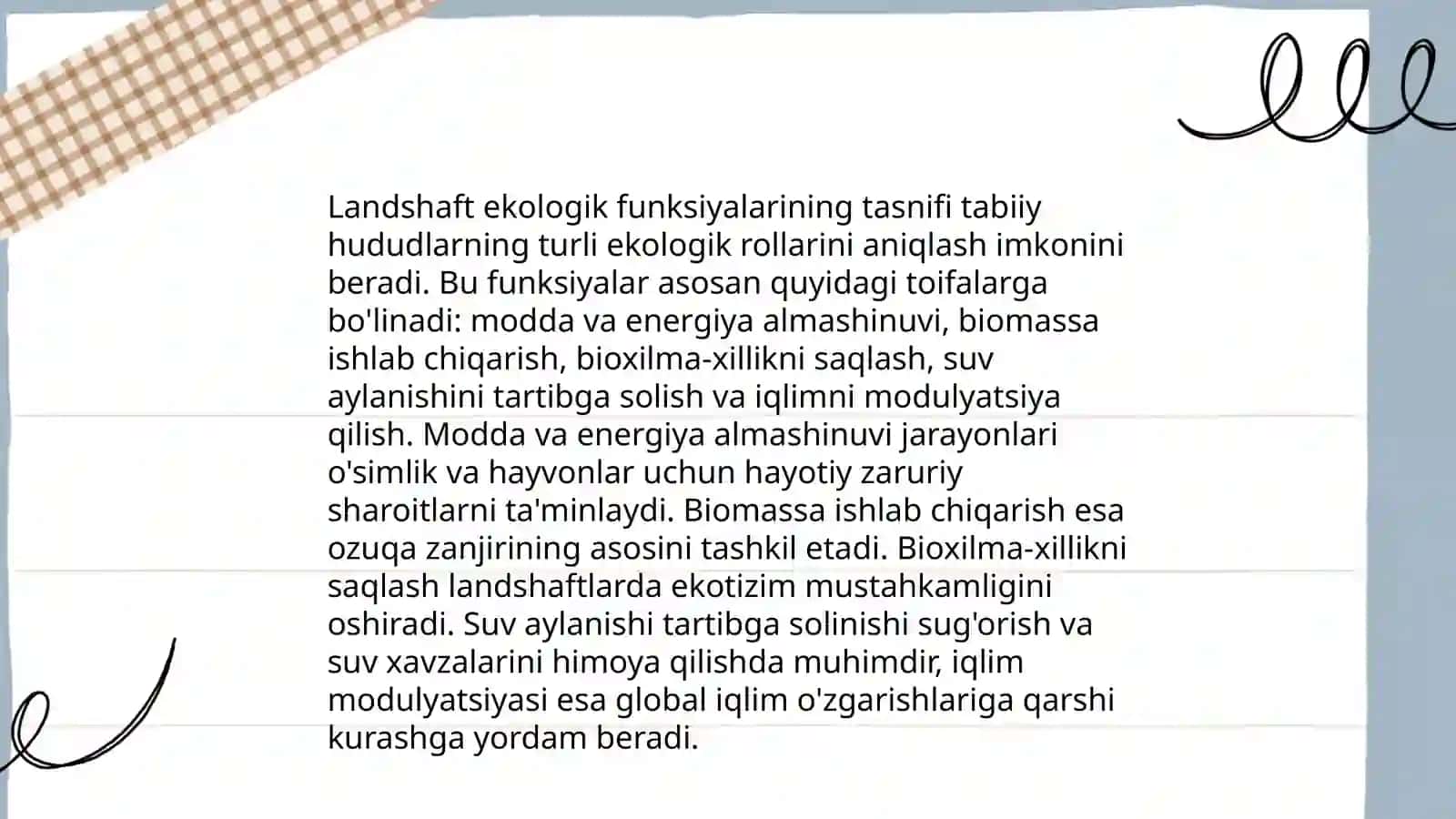 Landshaftlarning ekologik funksiyasini tahlil qilish 4
