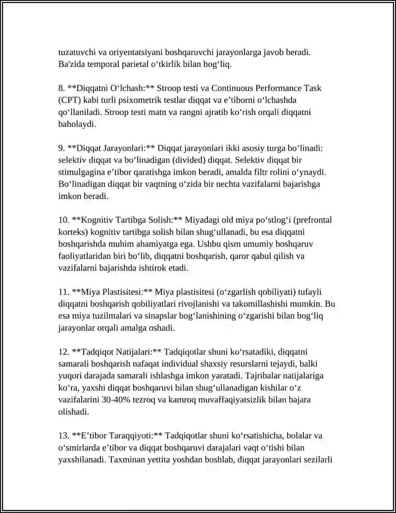 Diqqatni boshqarish va miya faoliyati 4